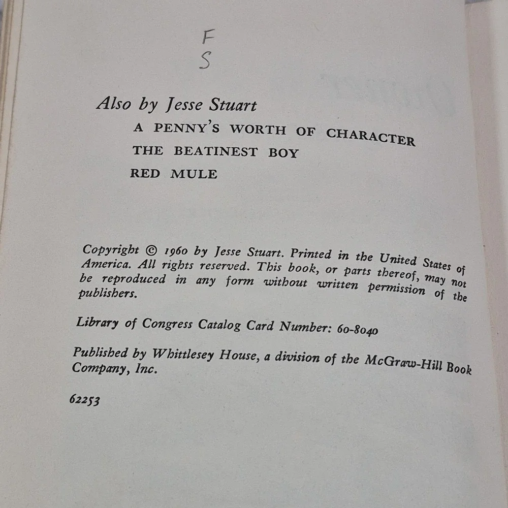 The Rightful Owner by Jesse Stuart Vintage 1960 Hardcover